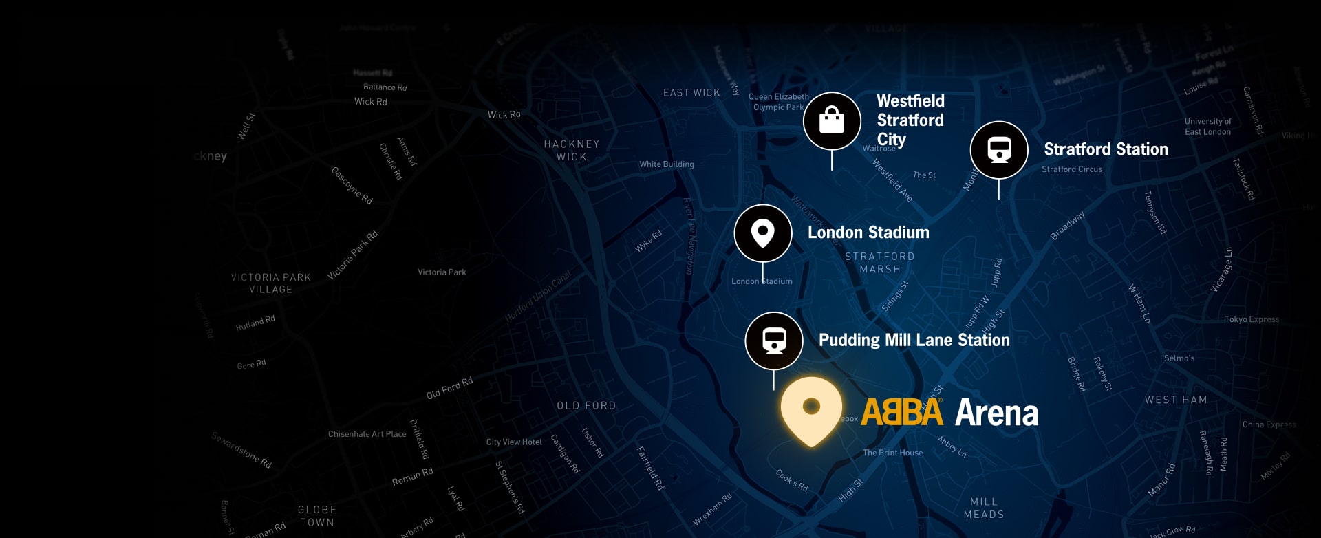 abba voyage location map